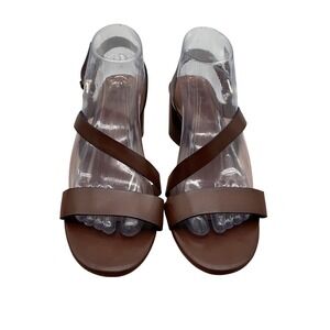 Naturalizer Kendall Brown Strappy Block Heel Sandals Womens 9.5M Open Toe Buckle